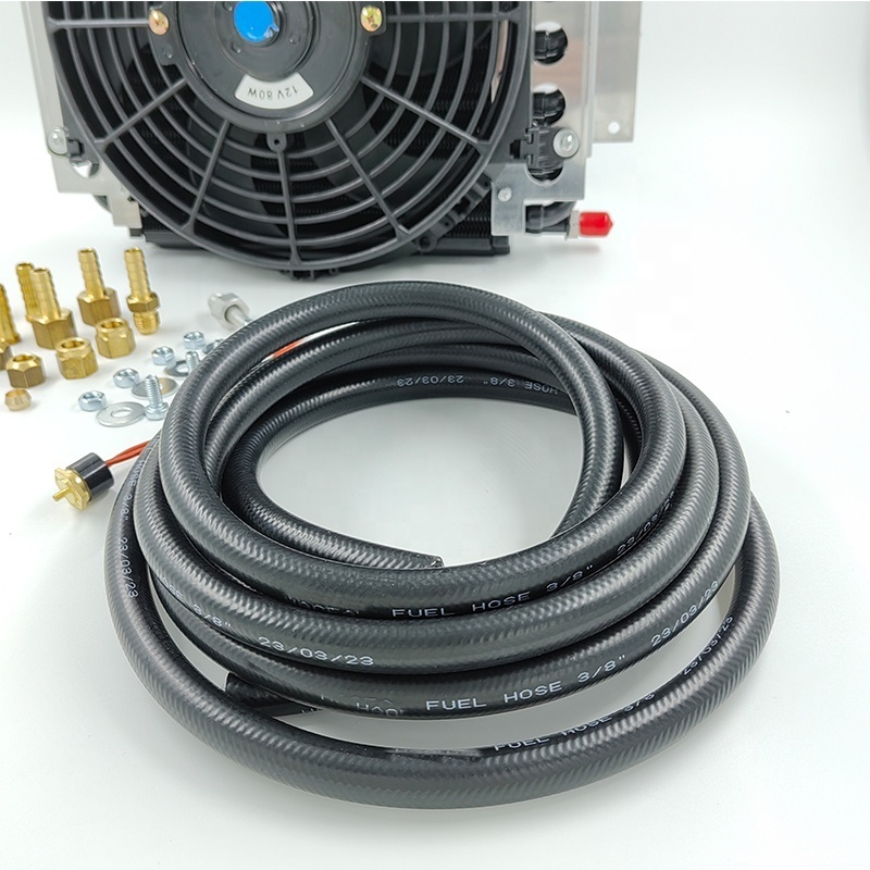 Transmission oil cooler fan tube fin oil cooler with fans Dual Pass Transmission Oil Cooler & Fan Kit 12V 80W