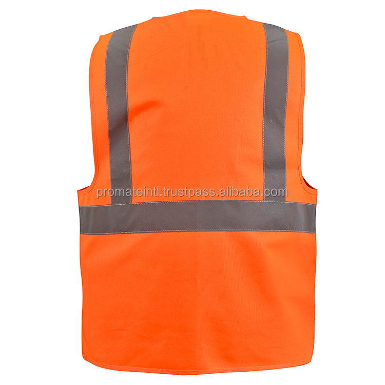 High Visibility Reflective Safety Vest With Zipper And Pockets Breathable Mesh Vest Orange And Grey L Xl Xxl Mix Yellow & Oran