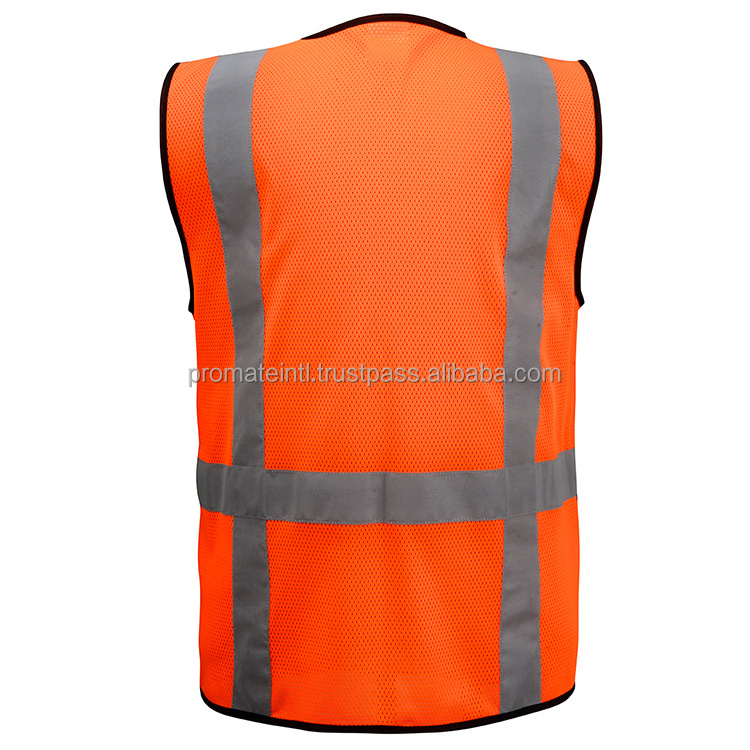 Fluorescent Orange Reflective Vest Sleeveless Tops Traffic Running Safety Reflector with Reflective Stripe