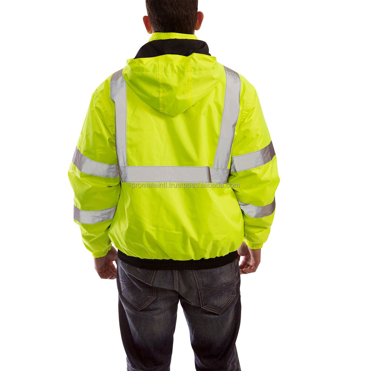 Work Wear Safety Clothes Hivis Flame Retardant Anti-static Waterproof 300d Oxford Reflective Fire Resistant Raincoat Jacket Men