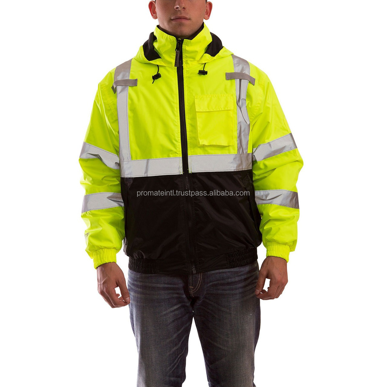 Work Wear Safety Clothes Hivis Flame Retardant Anti-static Waterproof 300d Oxford Reflective Fire Resistant Raincoat Jacket Men