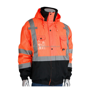 Work Wear Safety Clothes Hivis Flame Retardant Anti-static Waterproof 300d Oxford Reflective Fire Resistant Raincoat Jacket Men