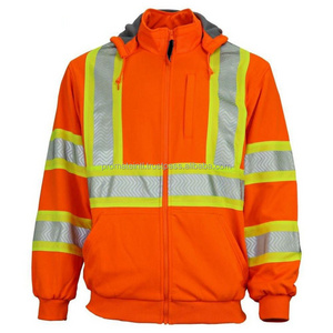 Reflective Safety Hoodies Customize Logo High Visibility Construction Jacket Work Wear Pockets Safety Hoodies