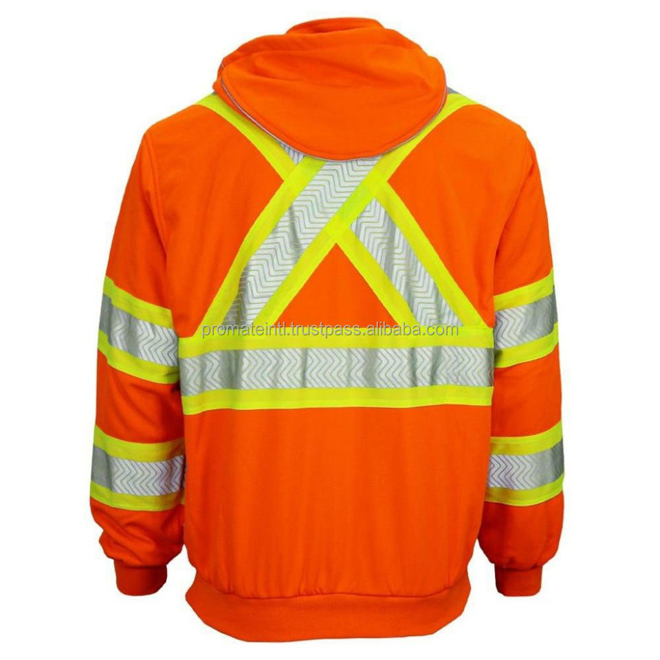 Reflective Safety Hoodies Customize Logo High Visibility Construction Jacket Work Wear Pockets Safety Hoodies