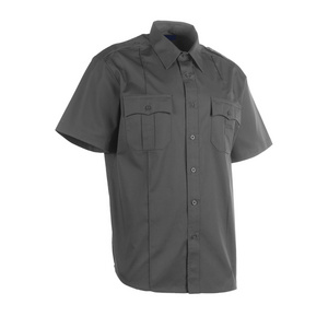 Wholesale Blank Grey Color Button Down security guard uniforms Short Sleeve Collared Shirt For Adult