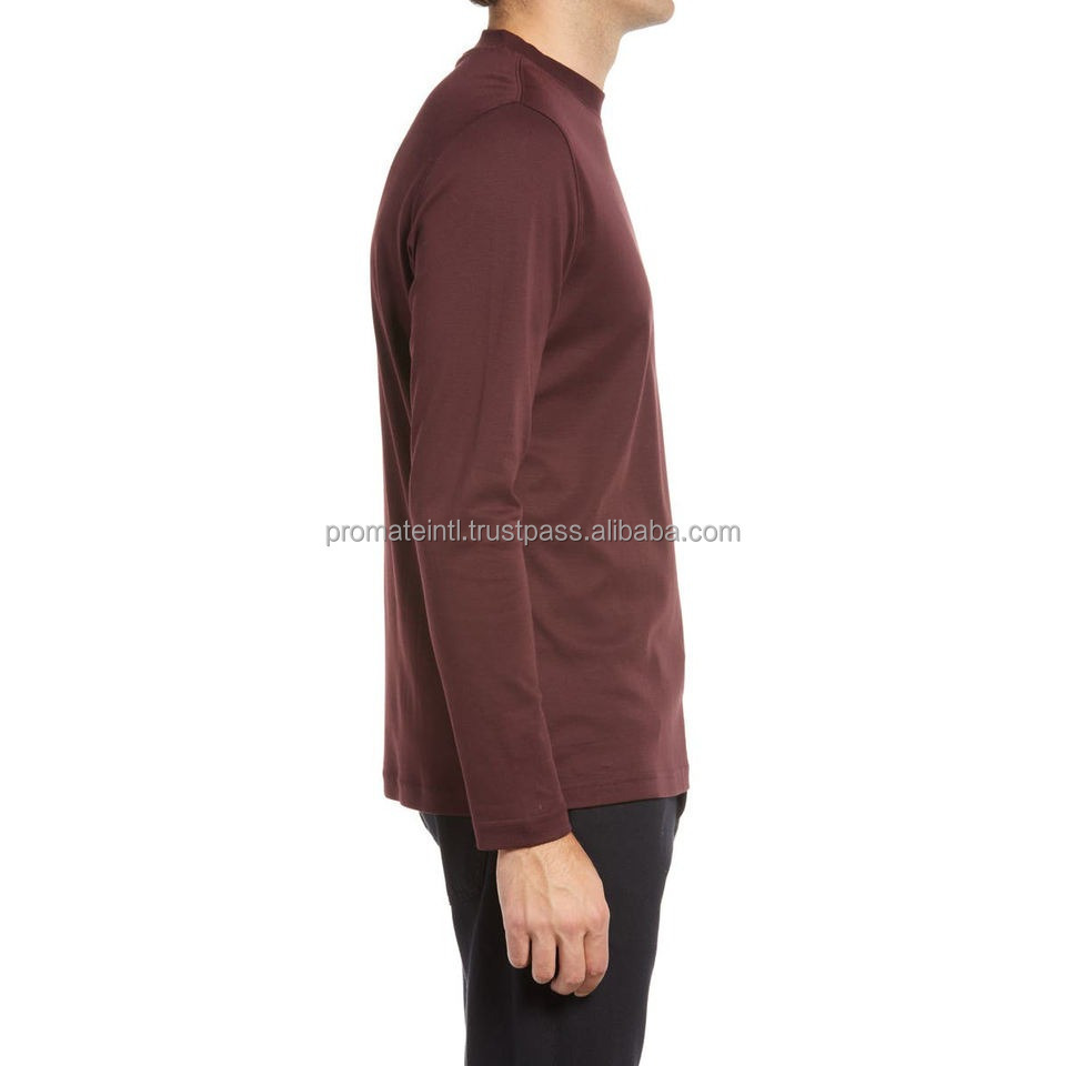 Factory High Quality Long Sleeve T-shirt Men's Stand Collar Blank Long Sleeve Polo Shirt Men's T-Shirt