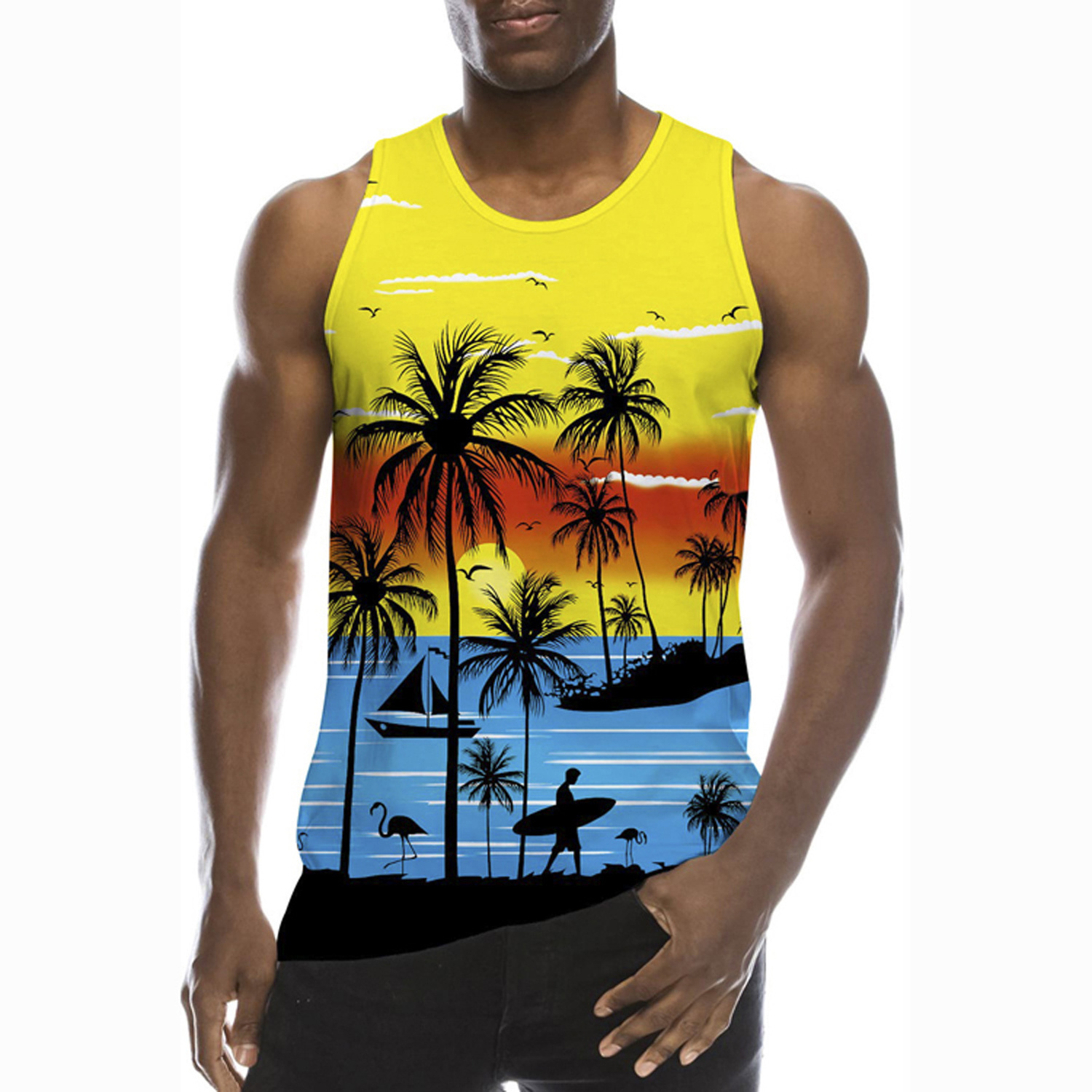 High quality comfortable custom quick dry tank tops singlet Sublimation men's running vest