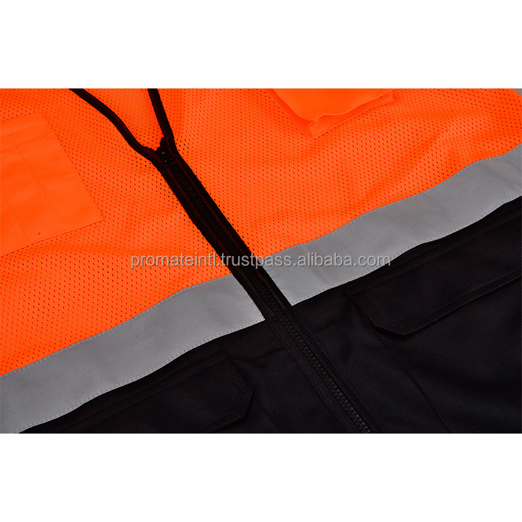 Fluorescent Orange Reflective Vest Sleeveless Tops Traffic Running Safety Reflector with Reflective Stripe