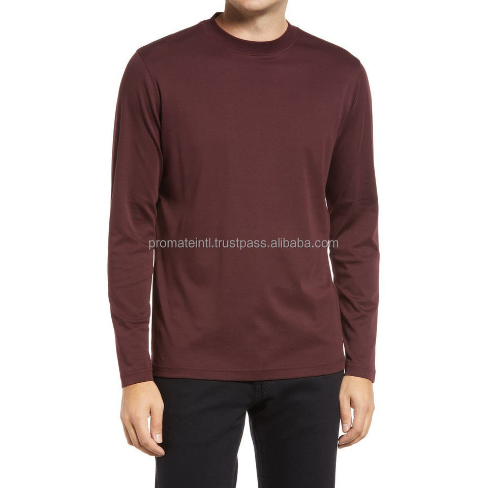 Factory High Quality Long Sleeve T-shirt Men's Stand Collar Blank Long Sleeve Polo Shirt Men's T-Shirt