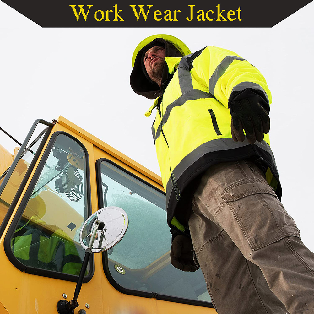 Professional Work Wear High Viz Jackets Heavy Duty Windproof Reflective Safety Jackets With Fleece Inside Warm Winter Jackets