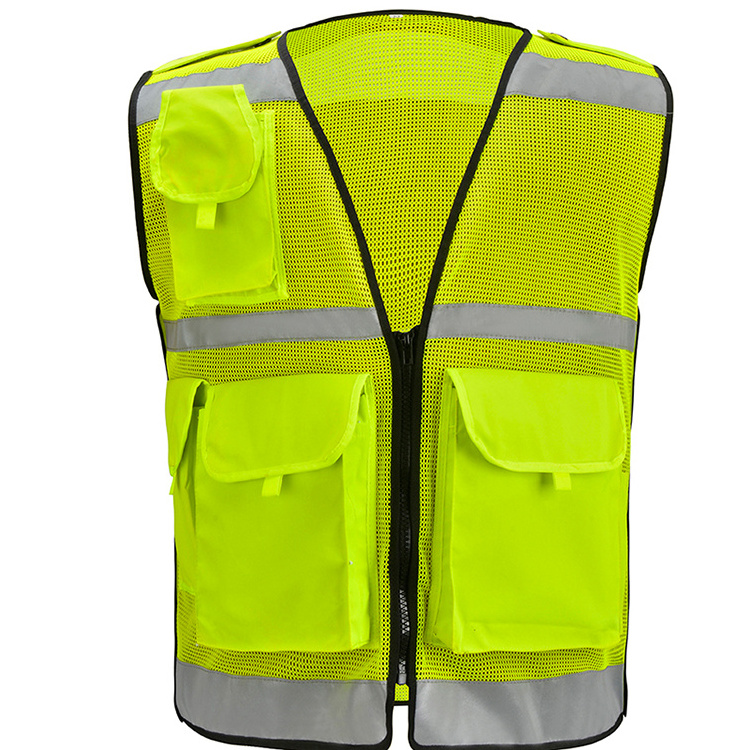 Hi Vis VIZ Executive Vest High Visibility Reflective Mesh Vest Multi-pocket Safety With Reflective Stripes Men's Summer Vest