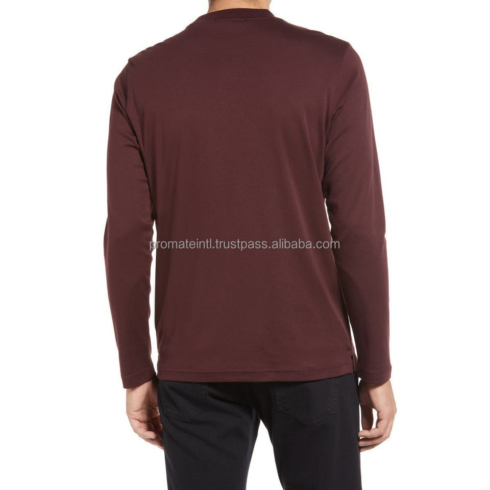 Factory High Quality Long Sleeve T-shirt Men's Stand Collar Blank Long Sleeve Polo Shirt Men's T-Shirt