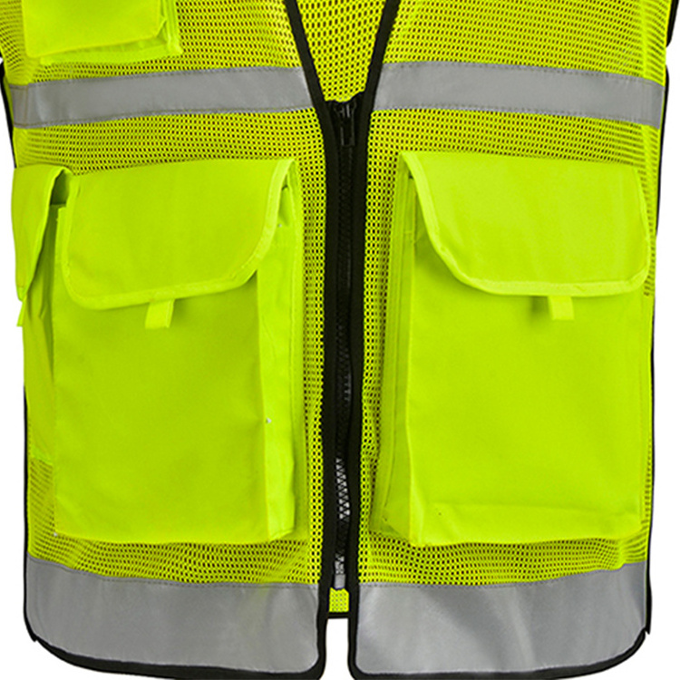 Hi Vis VIZ Executive Vest High Visibility Reflective Mesh Vest Multi-pocket Safety With Reflective Stripes Men's Summer Vest