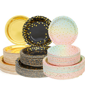 Customized Green Disposable Paper Plate Paper Plates 9 Inch Gold Paper Plates