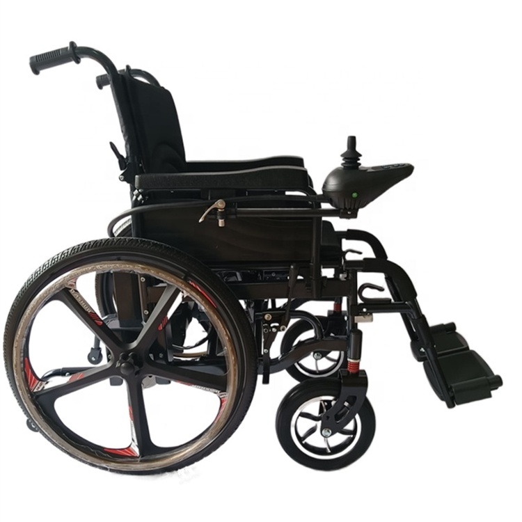 Hospital elderly height adjustable manual foldable electric wheelchair with wheeled foot rest