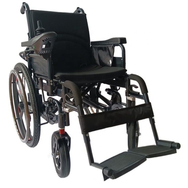 Hospital elderly height adjustable manual foldable electric wheelchair with wheeled foot rest