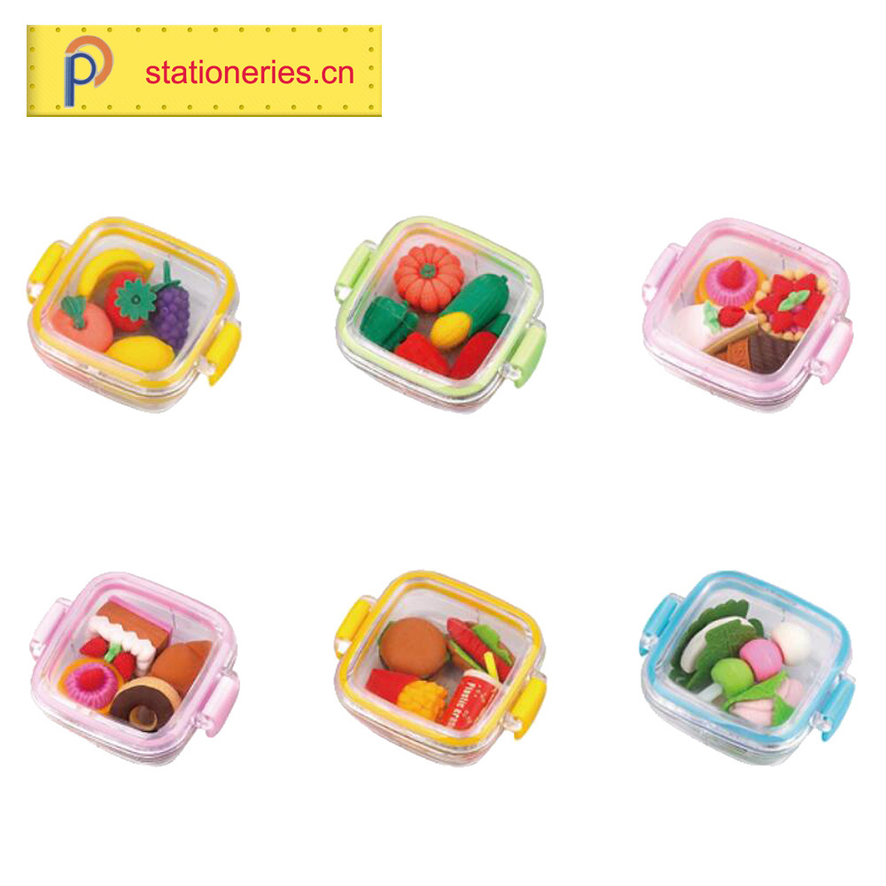 Toy Colorful Brick Block Set Kids Popular 3d Ball Shape Cute Pretty Erasers Pencil Top Caps Train Eraser Sets For Adults