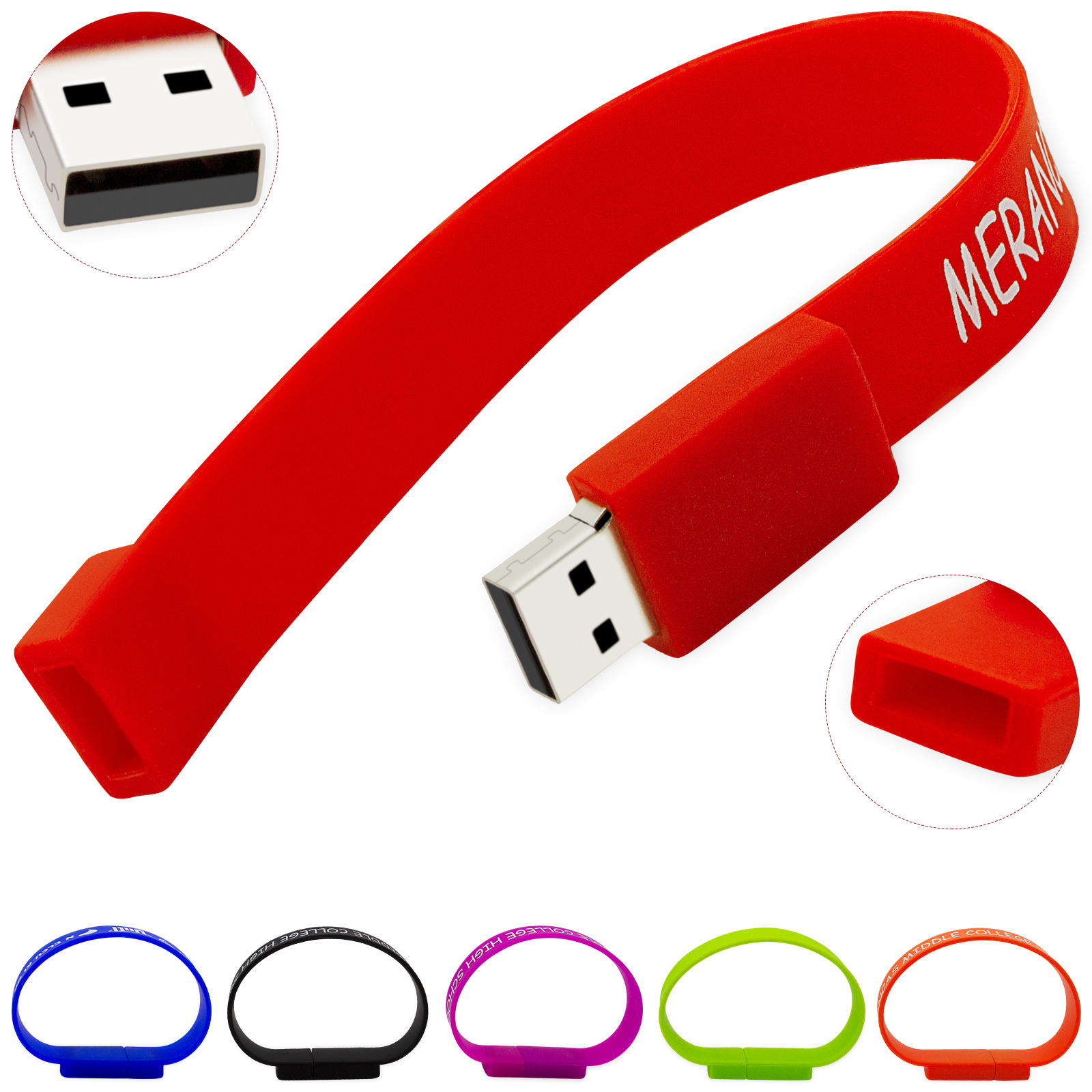 2024 Hot Selling Soft Silicone Custom Logo Bracelet Pendrive 1G 2G 4G 8G 16G 32G 64GB 128GB USB Flash Drive