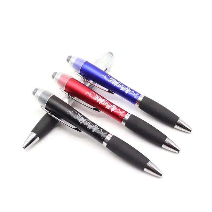 Custom LED ballpoint pen laser engraved light up ballpoint pen wholesale Screen touch pen