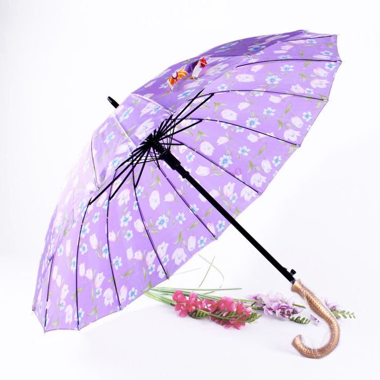 16K floral rain umbrella straight umbrella novelty gift umbrella sunny rain wholesale