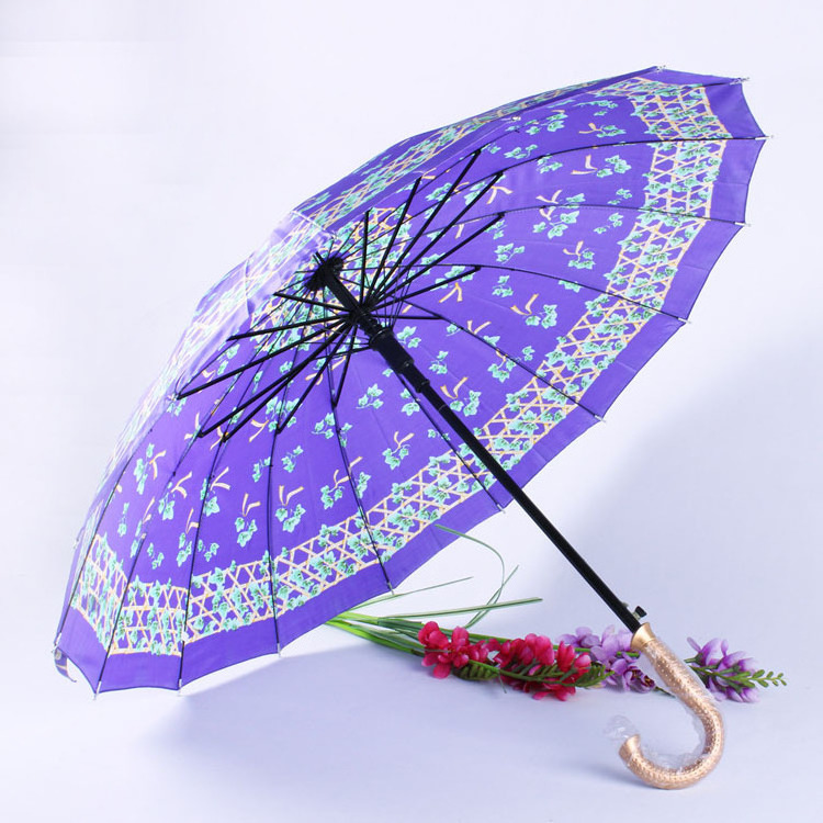 16K floral rain umbrella straight umbrella novelty gift umbrella sunny rain wholesale