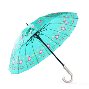 16K floral rain umbrella straight umbrella novelty gift umbrella sunny rain wholesale