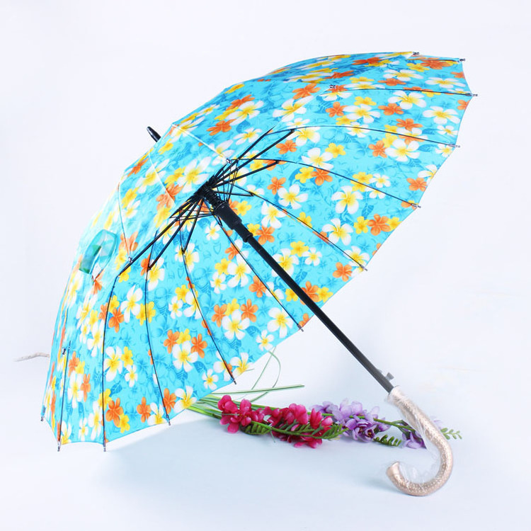 16K floral rain umbrella straight umbrella novelty gift umbrella sunny rain wholesale