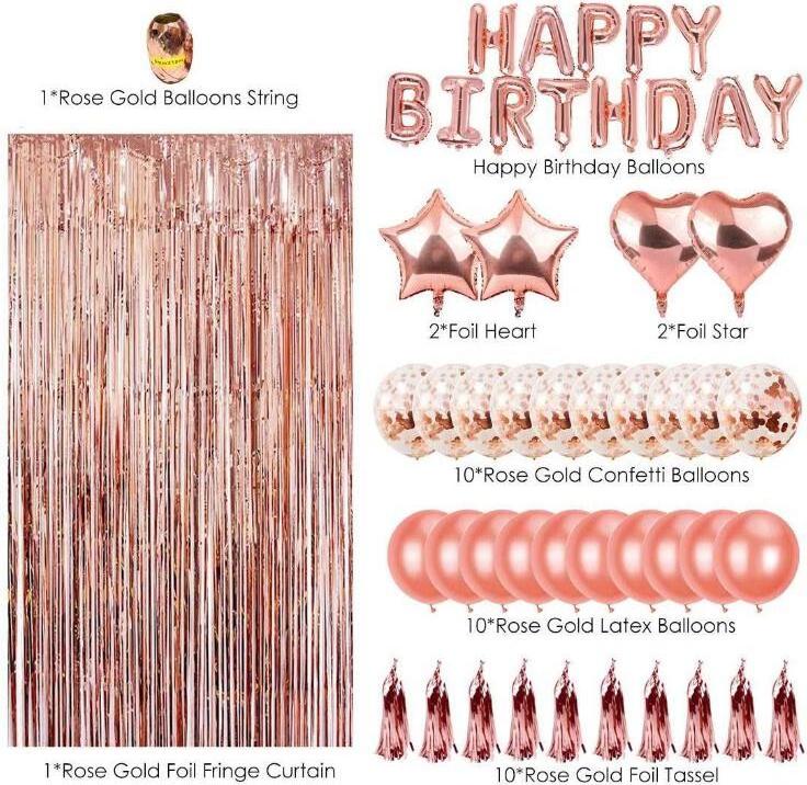 Oempromo Hot Disposable Sale Party Decoration Confetti Balloons Happy Birthday Balloon Foil Balloons Rose Gold OEM