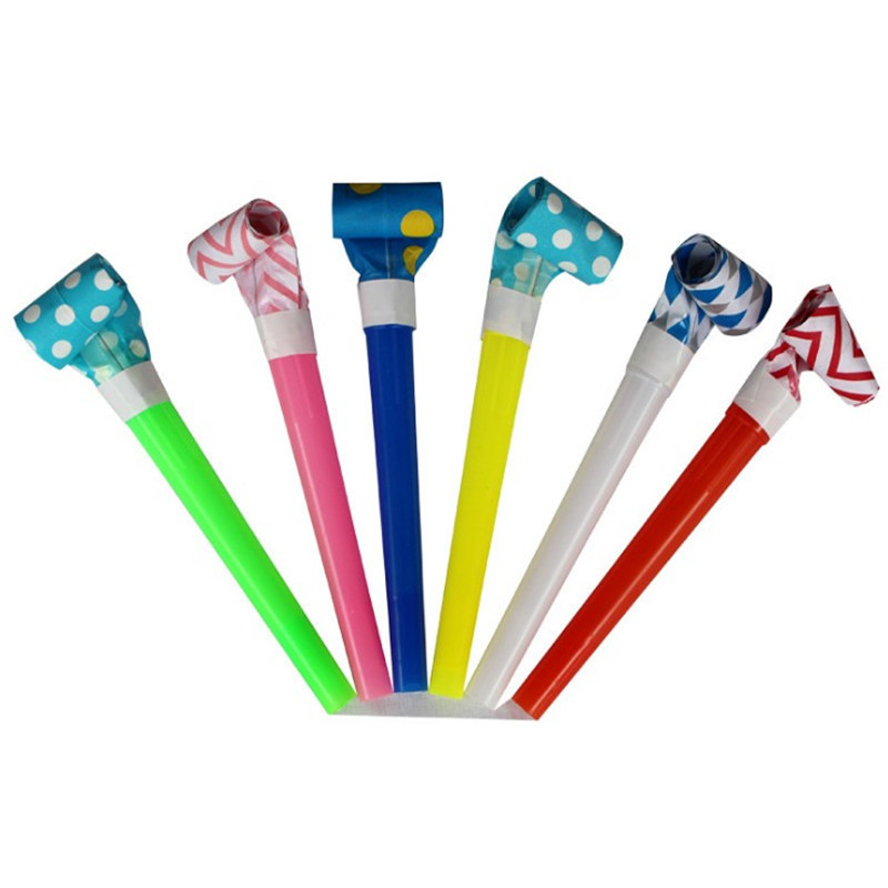 Oempromo customized logo plastic party paper music blowouts whistles