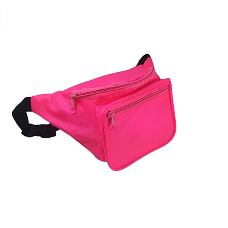 Wholesale Custom 3-Pocket Neon Fanny Pack Unisex Sport Style Shoulder Belt Bag Zipper Closure Cute Logo fanny pack bag