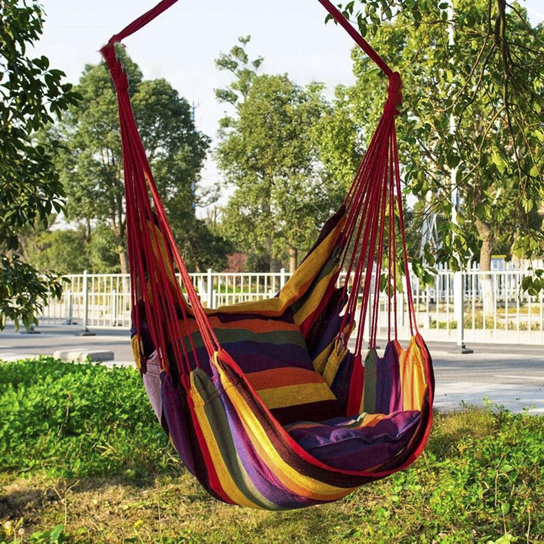 Comfort Camping Canvas Hanging Swing Hammock Colorful Swing with Pillow