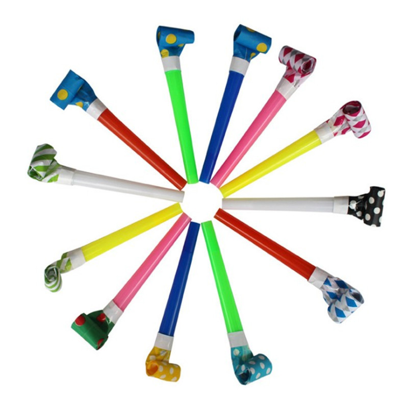 Oempromo customized logo plastic party paper music blowouts whistles