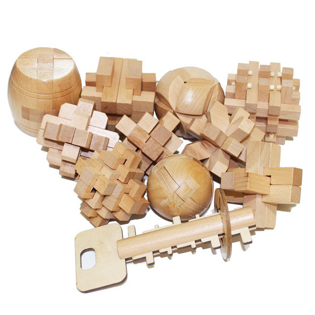 3D Wooden Kongming Luban puzzle lock toy