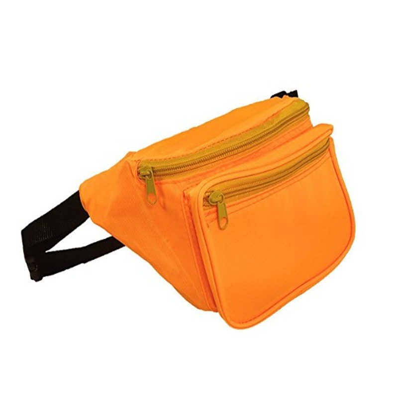 Wholesale Custom 3-Pocket Neon Fanny Pack Unisex Sport Style Shoulder Belt Bag Zipper Closure Cute Logo fanny pack bag