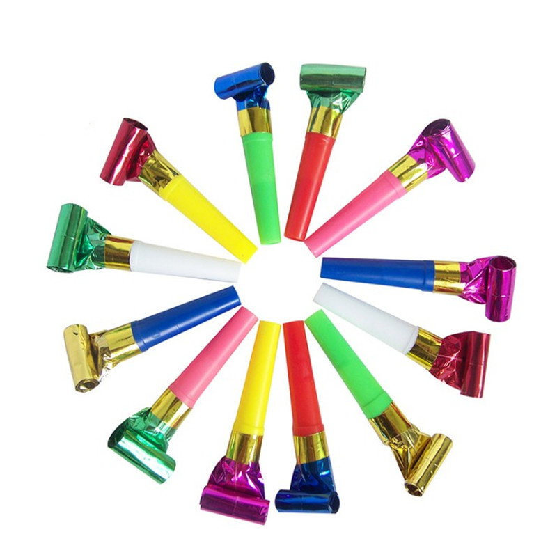 Oempromo customized logo plastic party paper music blowouts whistles