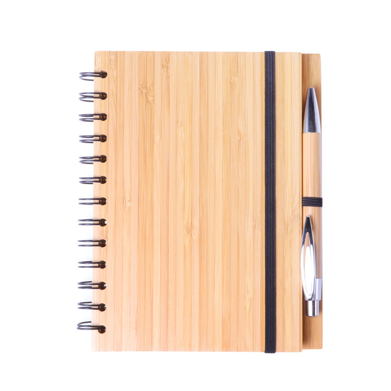 Oempromo Custom Recycled Bamboo Cover Notebook Set with Pen Printed Spiral A5 A6 A4 A7 Sizes Customizable Paper PP Cover Diaries