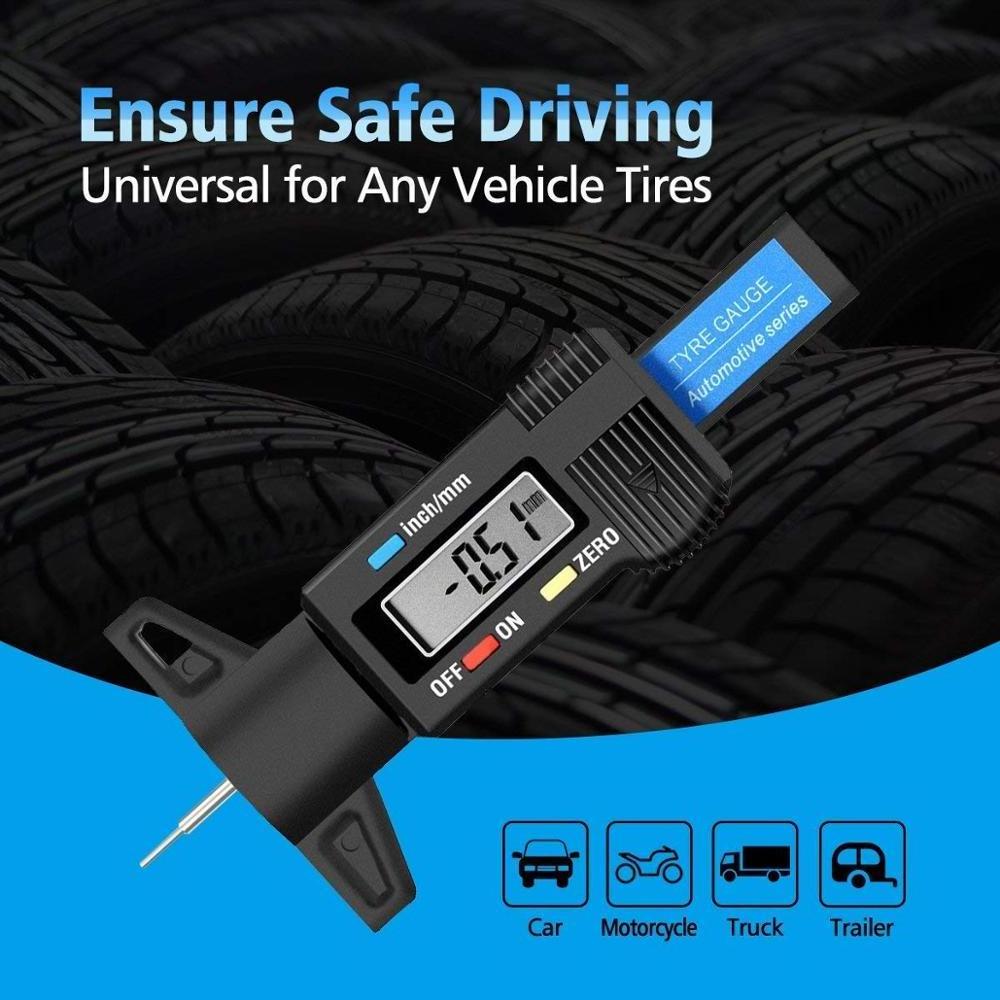 Digital Car Tyre Tire Tread Depth Tester Gauge Meter Measure Tool Caliper LCD Display Tire Monitoring System