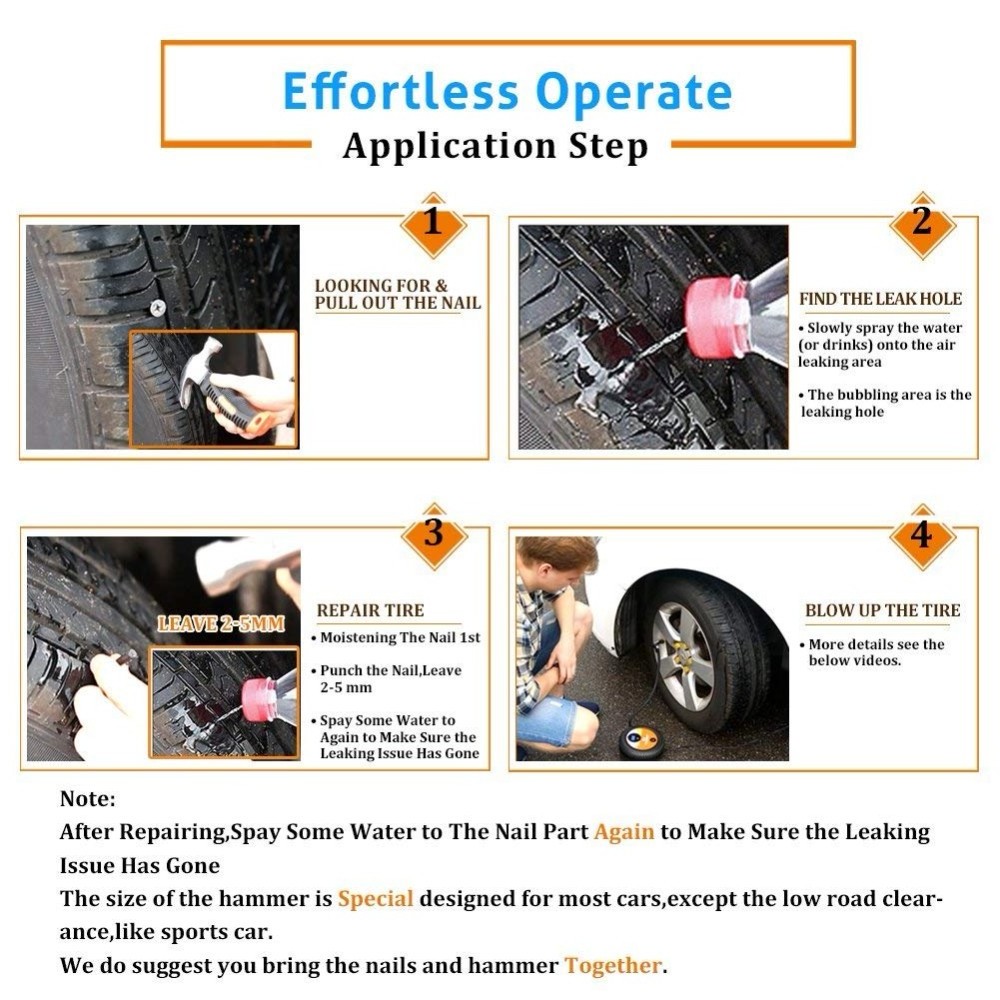 Heavy Duty Tire Repair Kit,Tubeless Tire Puncture Repair Kit