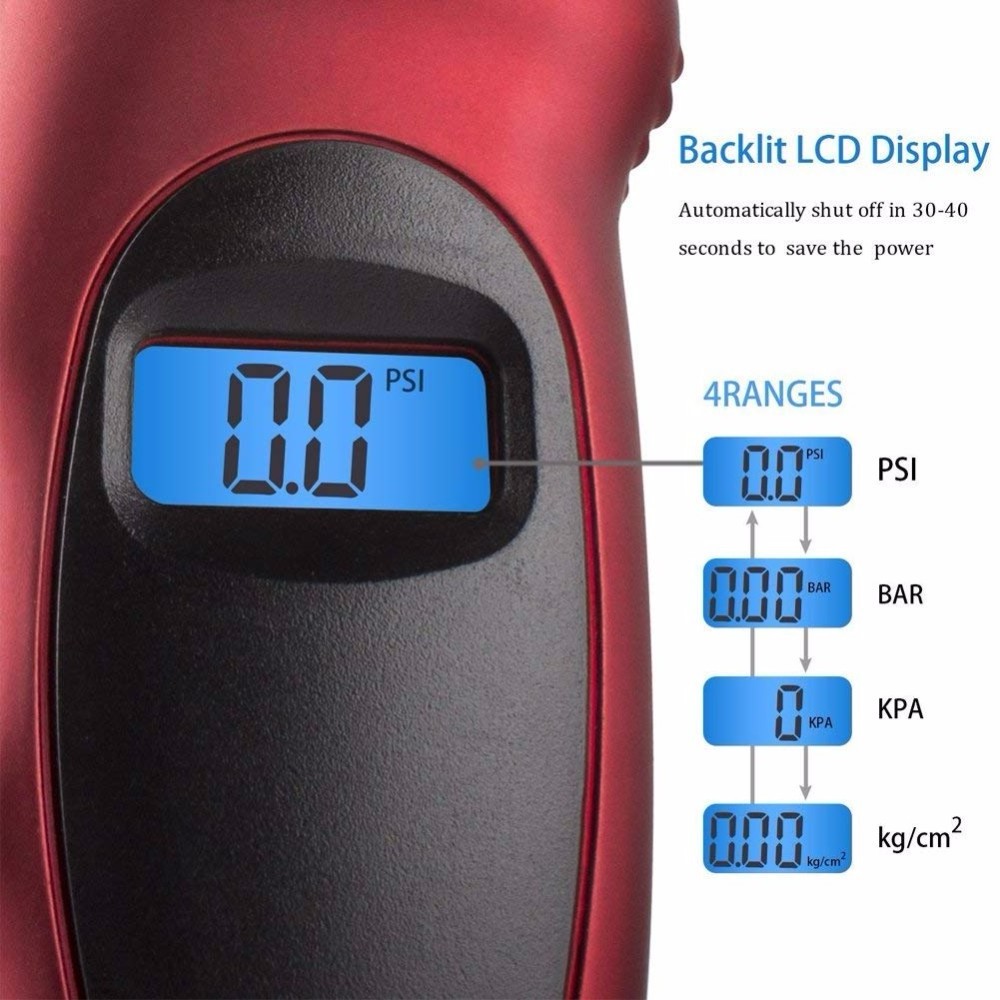 5 in 1 Portable Digital Tire Pressure Gauge 150 PSI Rescue Emergency Tool