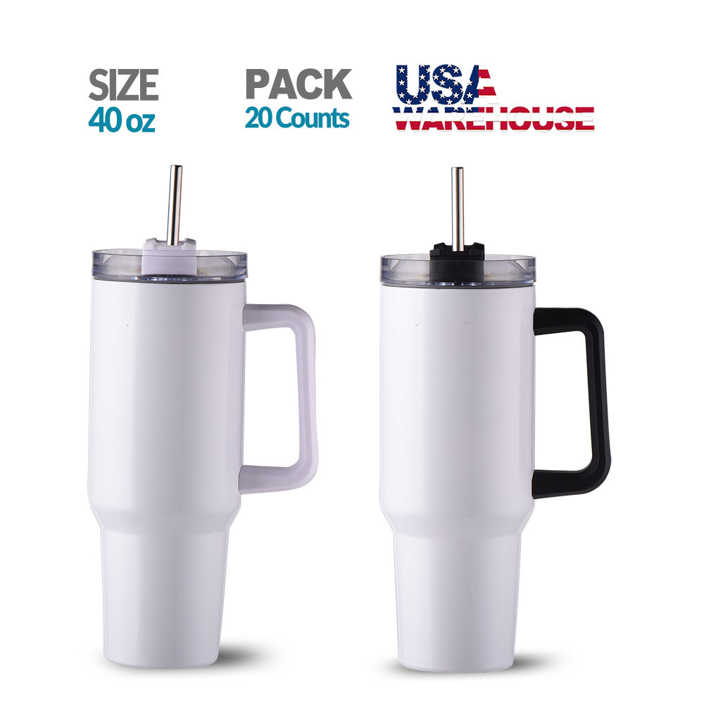 USA Warehouse  40 oz 40oz Stainless Steel Blank Sublimation Tumbler with Handle Sublimation for Sublimation Printing