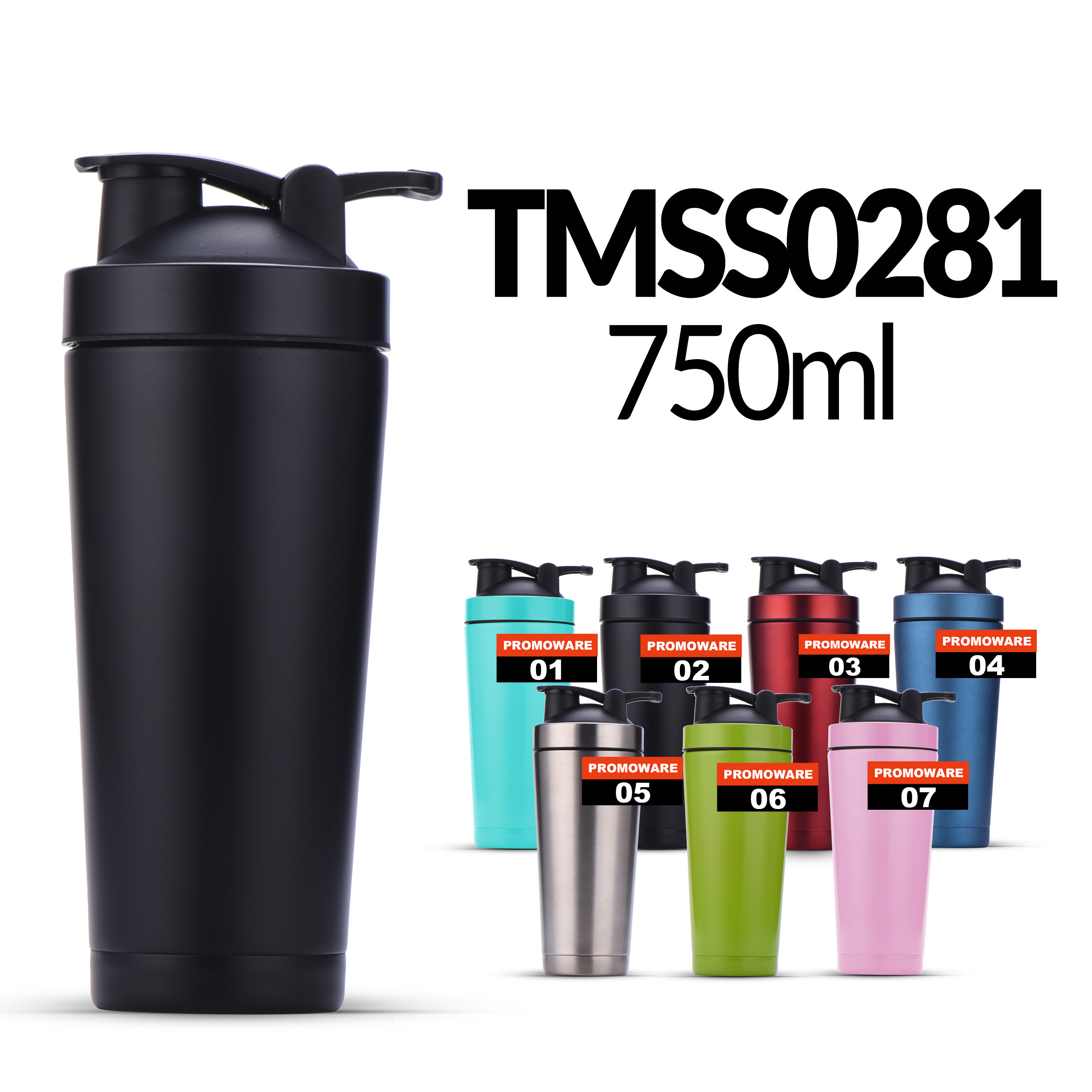 Wholesale Blank Stainless Steel Shake Workout Fitness Cup Bottle Insulated Metal Gym Protein Shaker Cup with Ball TMSS0281