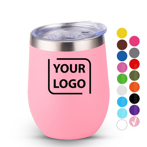 Wholesale Personalized 12 OZ Vacuum Insulated Wine Tumbler Custom Logo Double Wall Ombre Stainless Steel Wine Tumbler with Lid