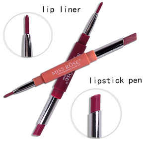 STKHA2 High pigment matte organic vegan 2 in 1 lipstick and lip liner wholesale Chinese MISS ROSE Lipstck with lipstick lipliner