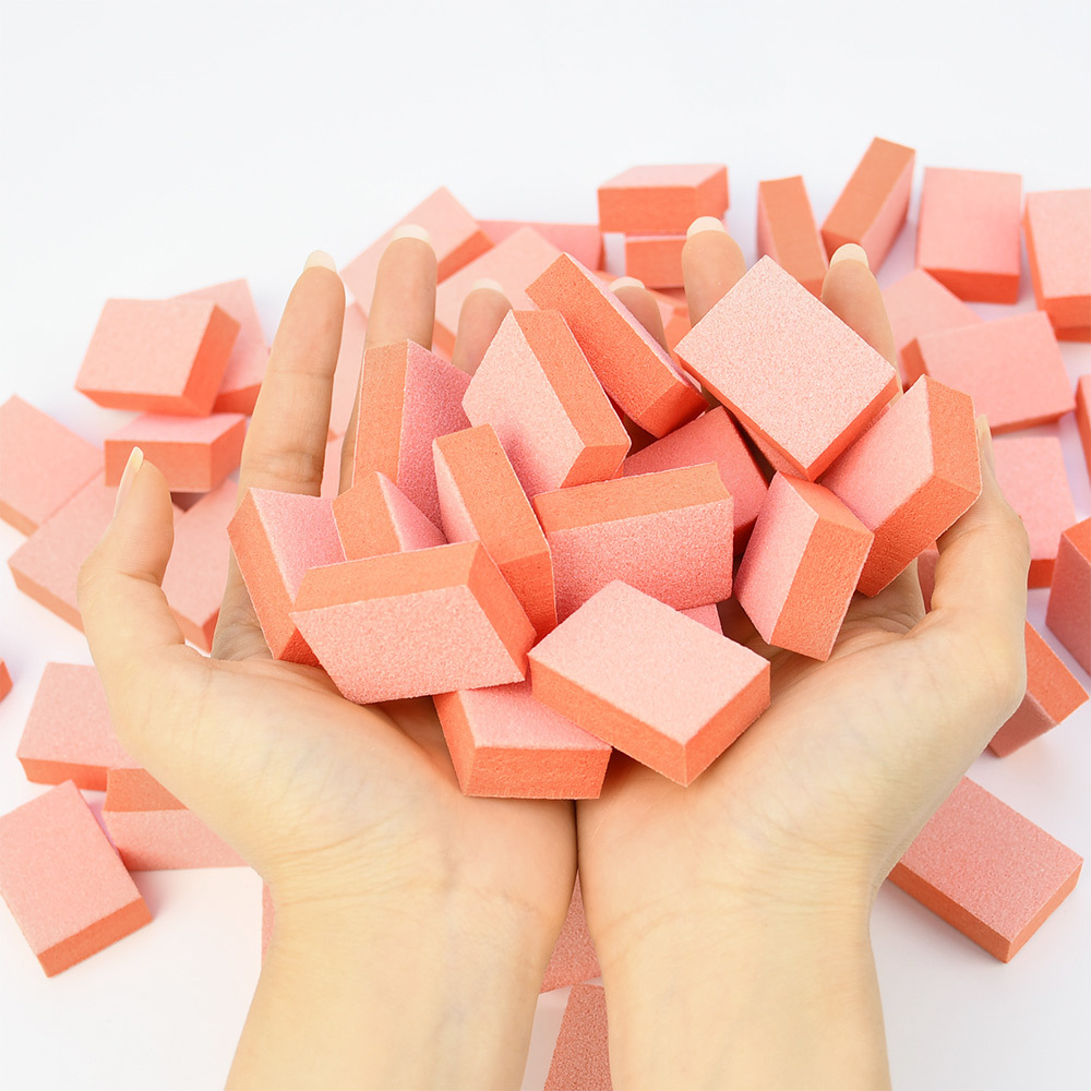 USA Free Shipping 1500Pcs/Case Orange 2 Side Sponge 80/100 Disposable Sanding Block Mini Nail Buffer Block