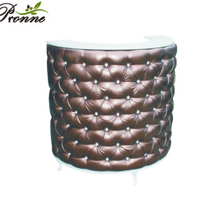 Shop cash counter/half round cheap small leather cover reception desk