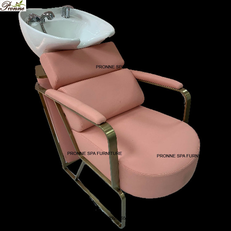 luxury barbershop portable saloon pink shampoo bowl and chair hair salon furniture