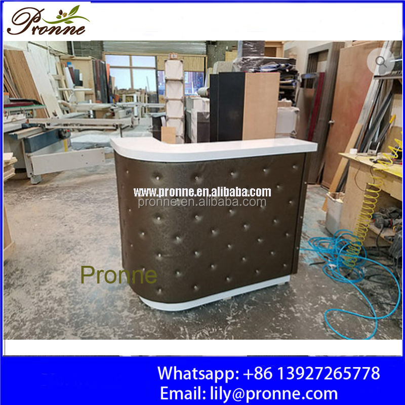 top quality modern design restaurant curved grey leather dental reception desk