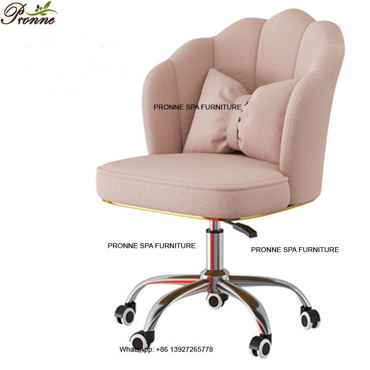 foshan luxury velvet swivel height adjustable nail armless worker task chair