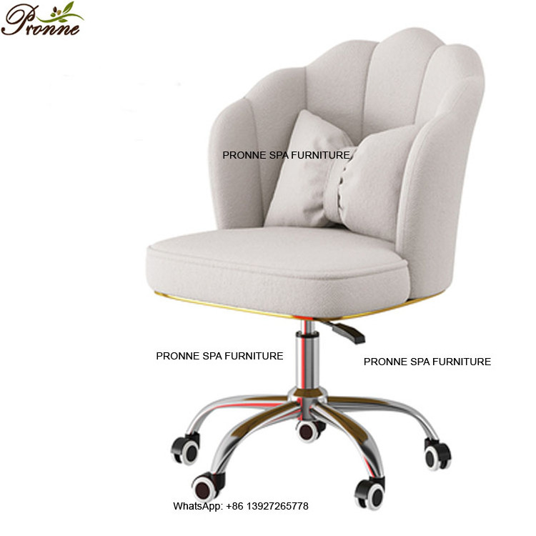 foshan luxury velvet swivel height adjustable nail armless worker task chair