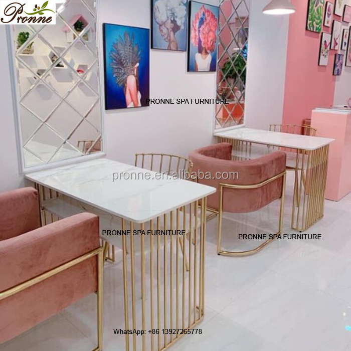 beauty salon pronne furniture pink and gold nails spa manicure table and chair set